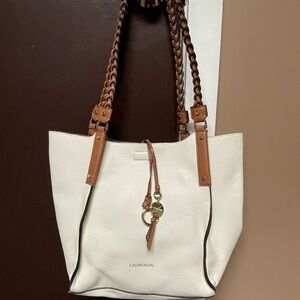 Calvin Klein Cream and Tan Tote Bag